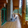 Roof covered and lit outdoor veranda and fireplace